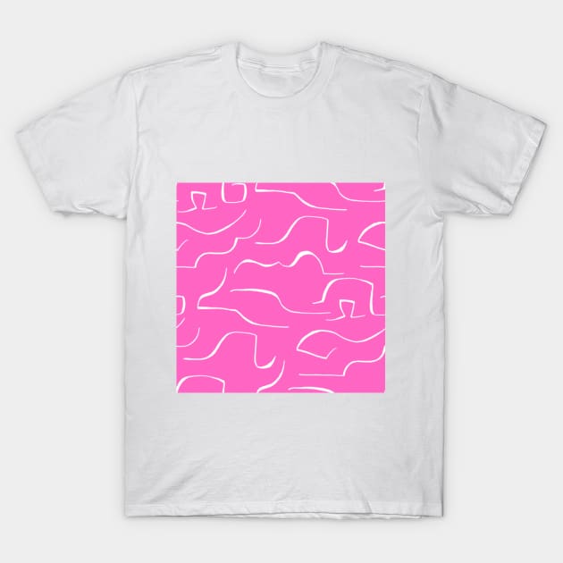 Dark pink color wavey pattern T-Shirt by Shineyarts